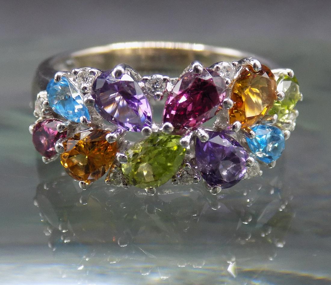 Beautiful 18k gold fashion ring.  Multi precious and semi-precious stones (1 of 7)