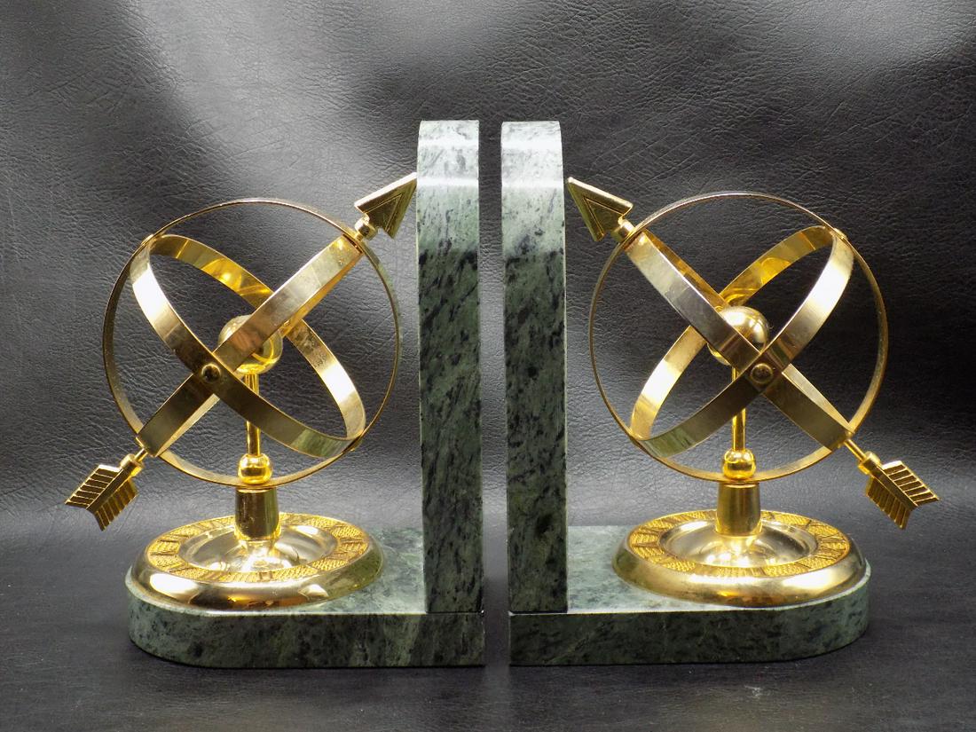 Neat vintage rotating world sundial marble bookends (1 of 6)