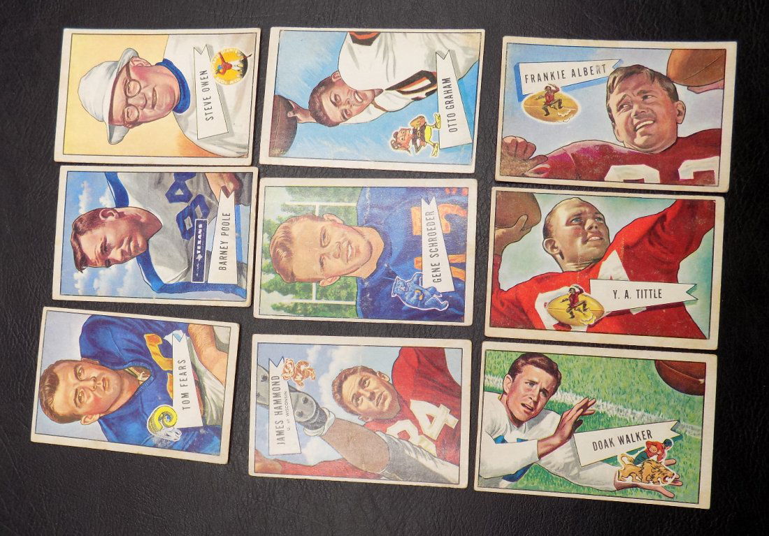 9 1952 vintage bowman football cards. (1 of 8)