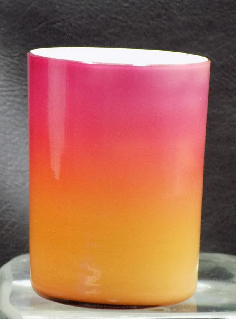 Nice antique plated amberina art glass tumbler: Nice antique plated amberina art glass tumbler. Hand blown with ground pontil. Beautiful colors. Great quality and detail. 3 5/8 inches tall x 2 ¾ wide