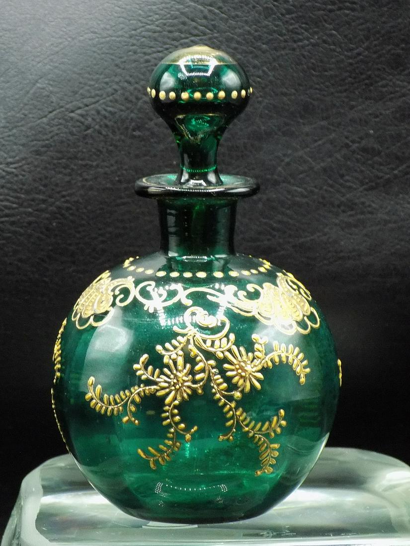 Antique gold decorated art glass perfume bottle (1 of 7)