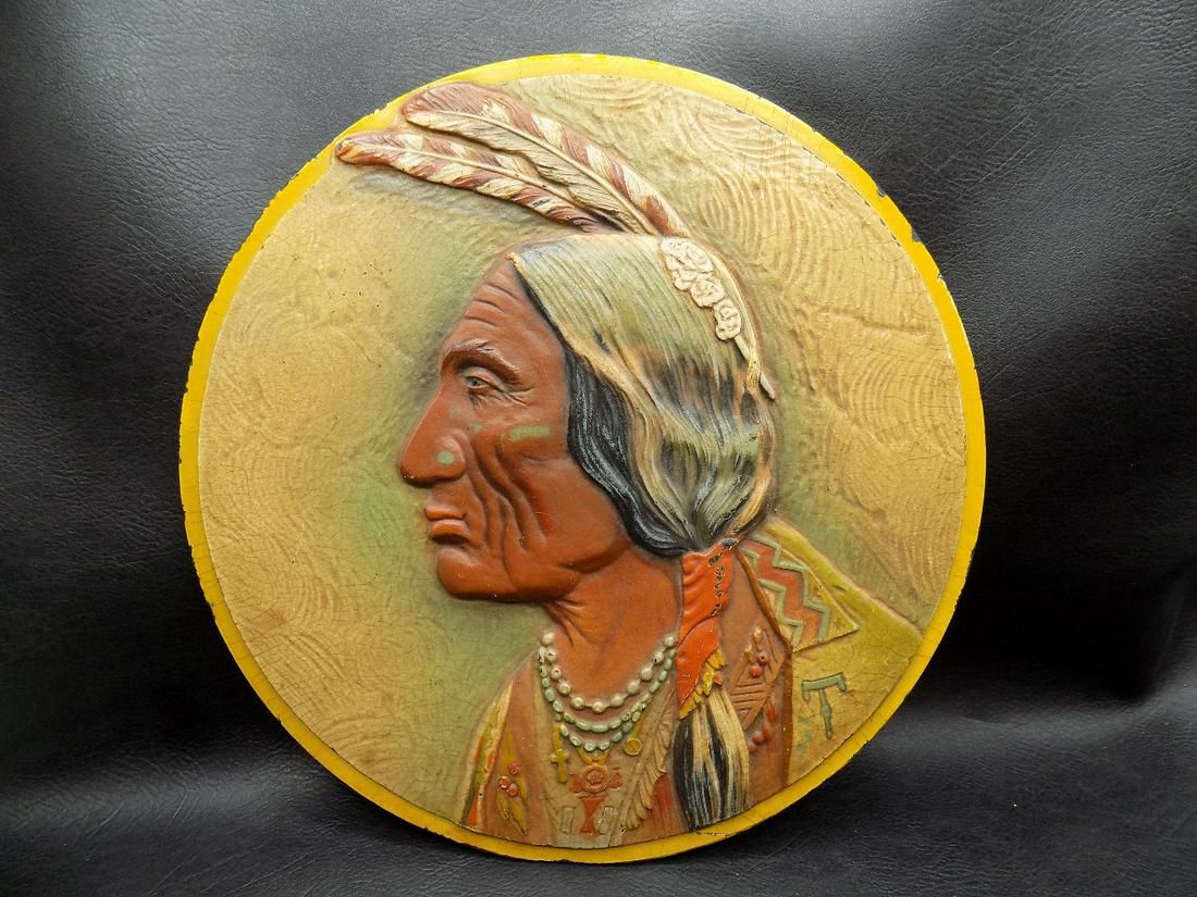 Handsome Native American Indian wall plaque (1 of 5)