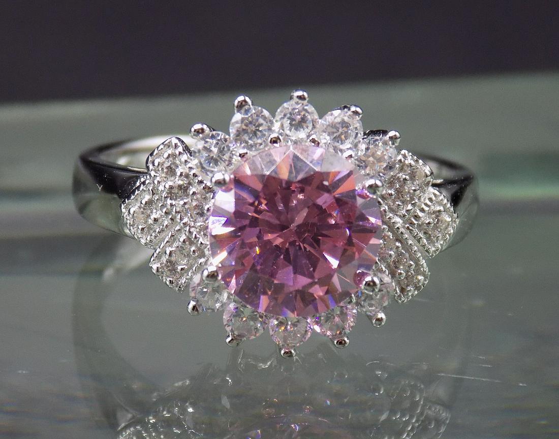 Beautiful 3 cwt. pink sapphire and white  sterling silver ring (1 of 3)