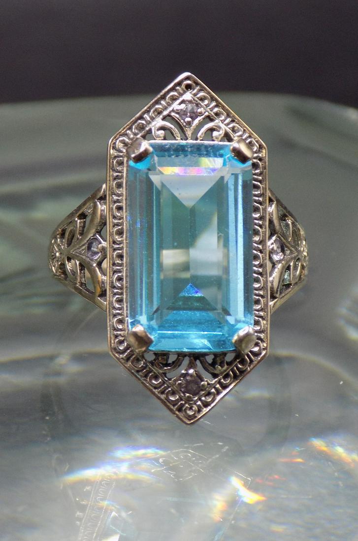Beautiful 12 cwt. aquamarine and amethyst sterling silver ring (1 of 5)