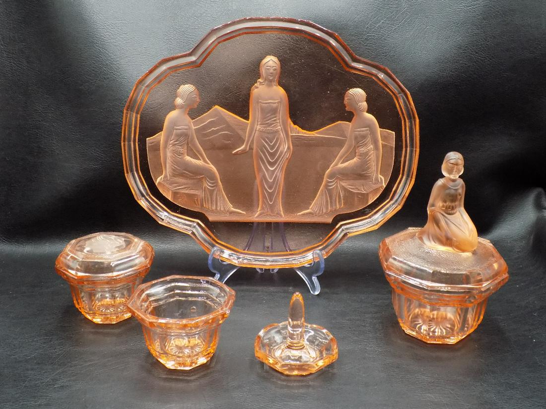 Magnificent Art Deco 5 piece dresser set (1 of 9)