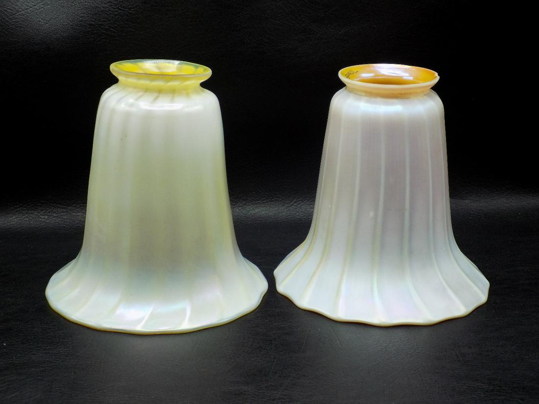 Two vintage art glass lamp shades. (1 of 9)