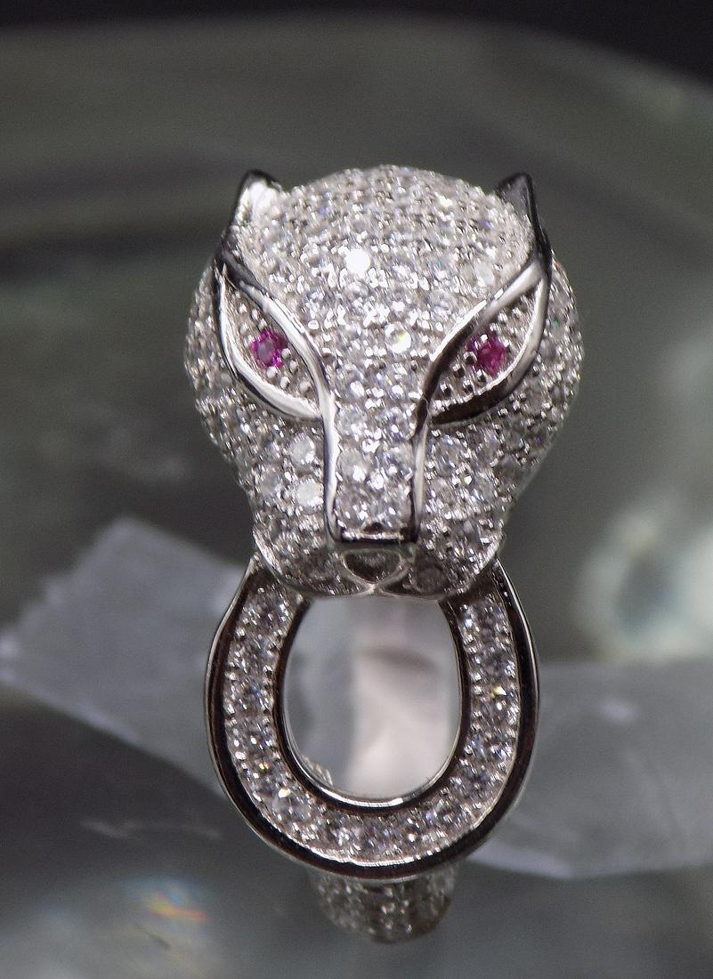 Beautiful 2 cwt. white topaz and ruby sterling silver ring (1 of 9)