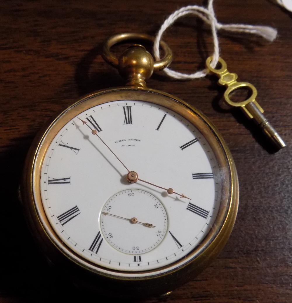 Rare Ullusse Breting Le Locle antique key wind pocket watch (1 of 7)