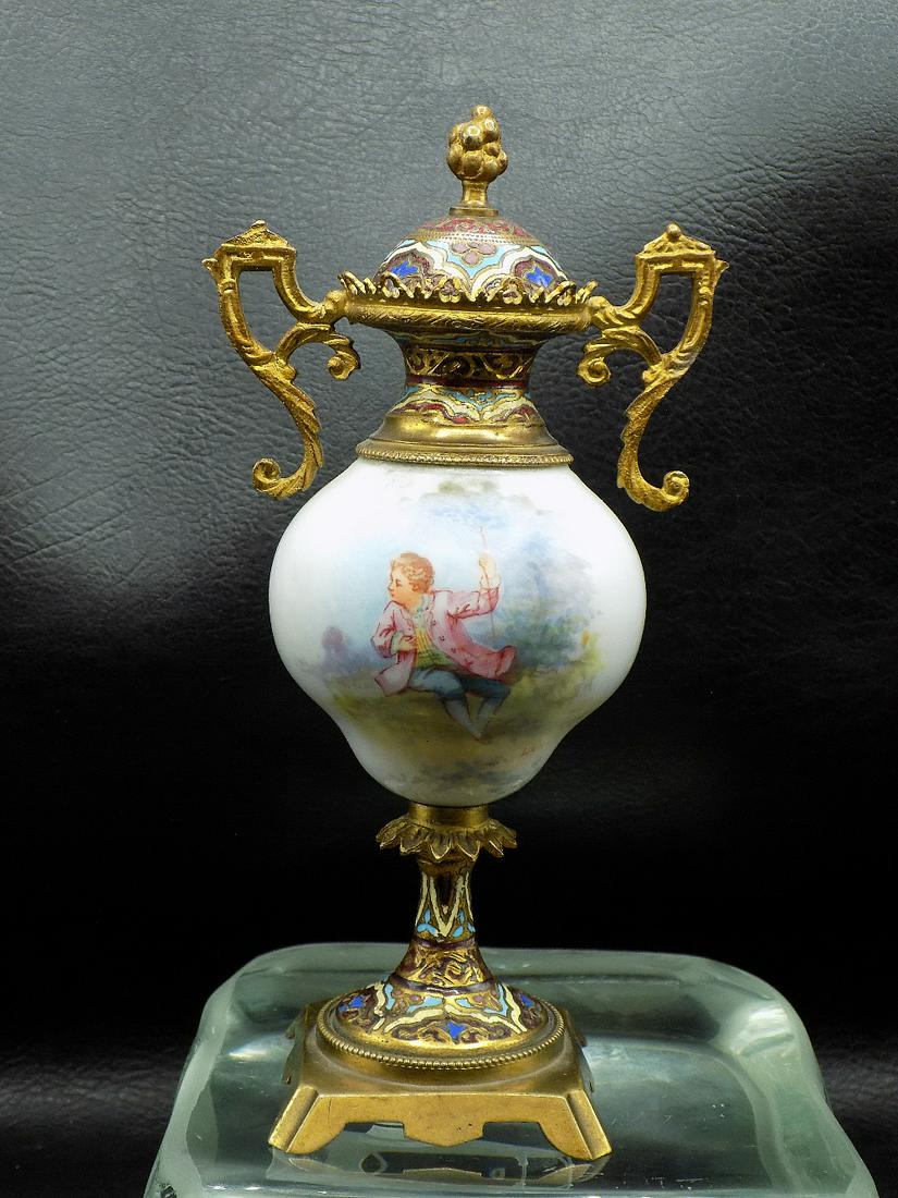 Charming antique hand painted and champleve Sevres vase (1 of 13)
