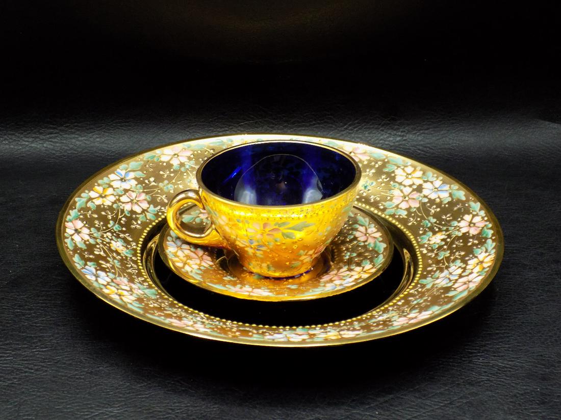 Fabulous antique Moser three piece decorated art glass table setting (1 of 14)