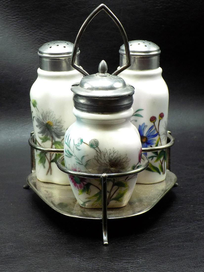Nice looking vintage hand painted condiment table set (1 of 9)