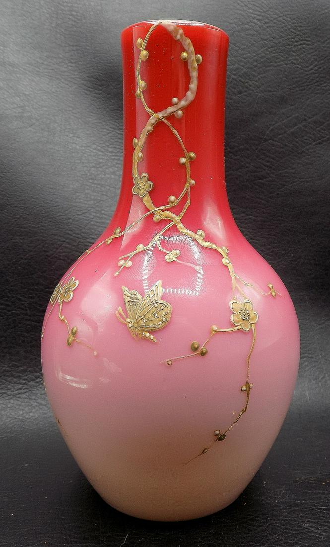 Pretty antique decorated Webb Peach Blow art glass vase (1 of 6)