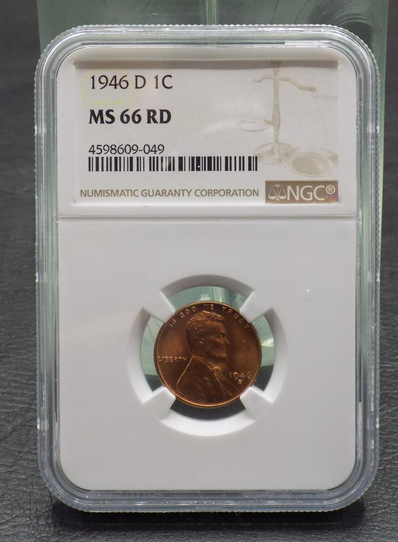 1946 D Graded MS66 RD NGC Penny: 1946 D Graded MS66 RD NGC Penny