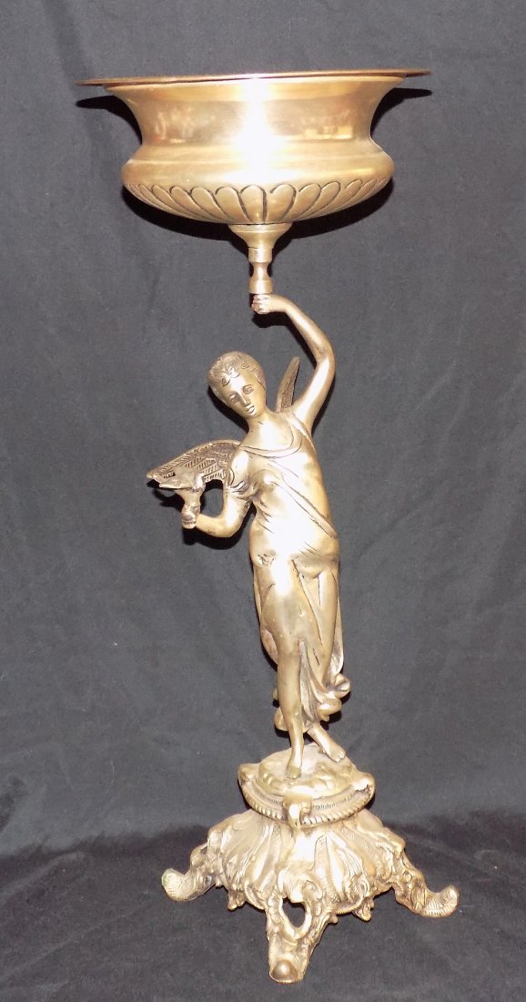 Grand Victorian figural metal plant stand. (1 of 10)