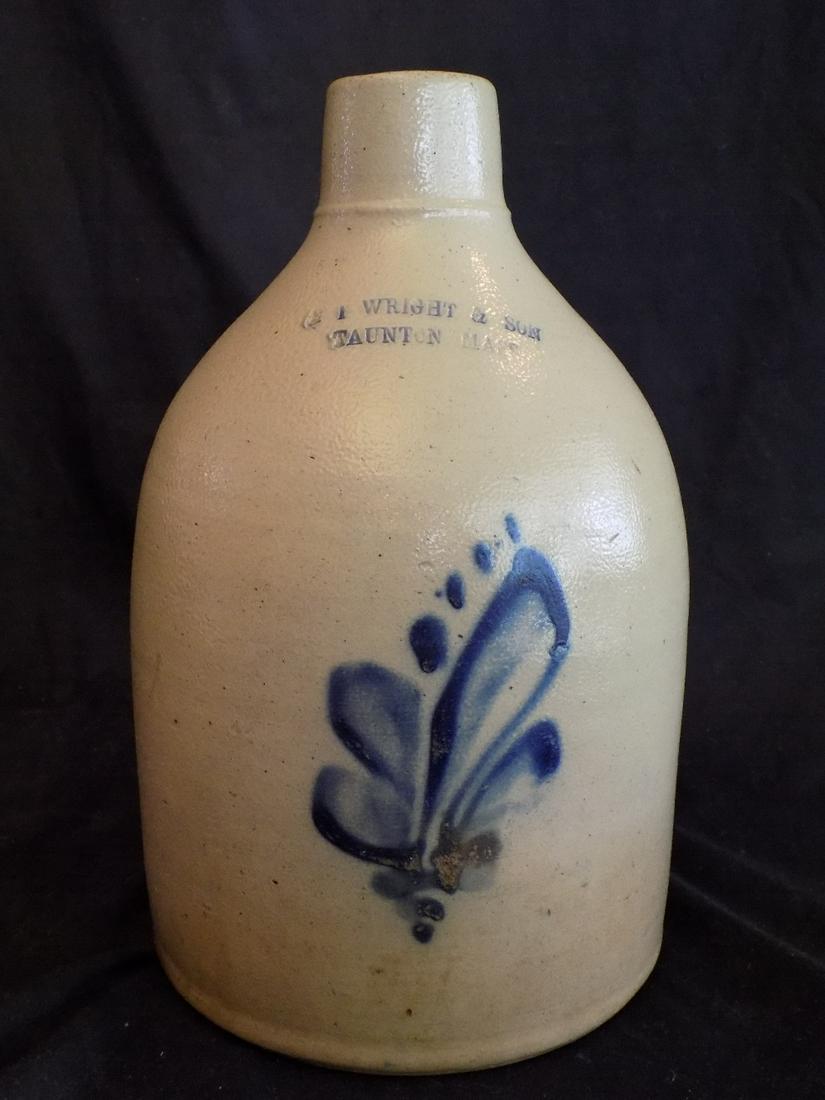 Antique Cobalt decorated stoneware jug  Wright and Son (1 of 10)
