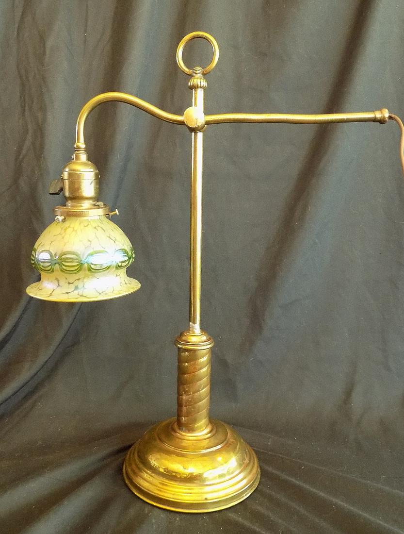 Beautiful vintage student lamp with fabulous Quezal shade (1 of 7)