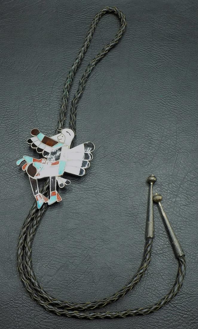 Fine vintage Zuni inlaid Native American Indian bolo tie (1 of 9)