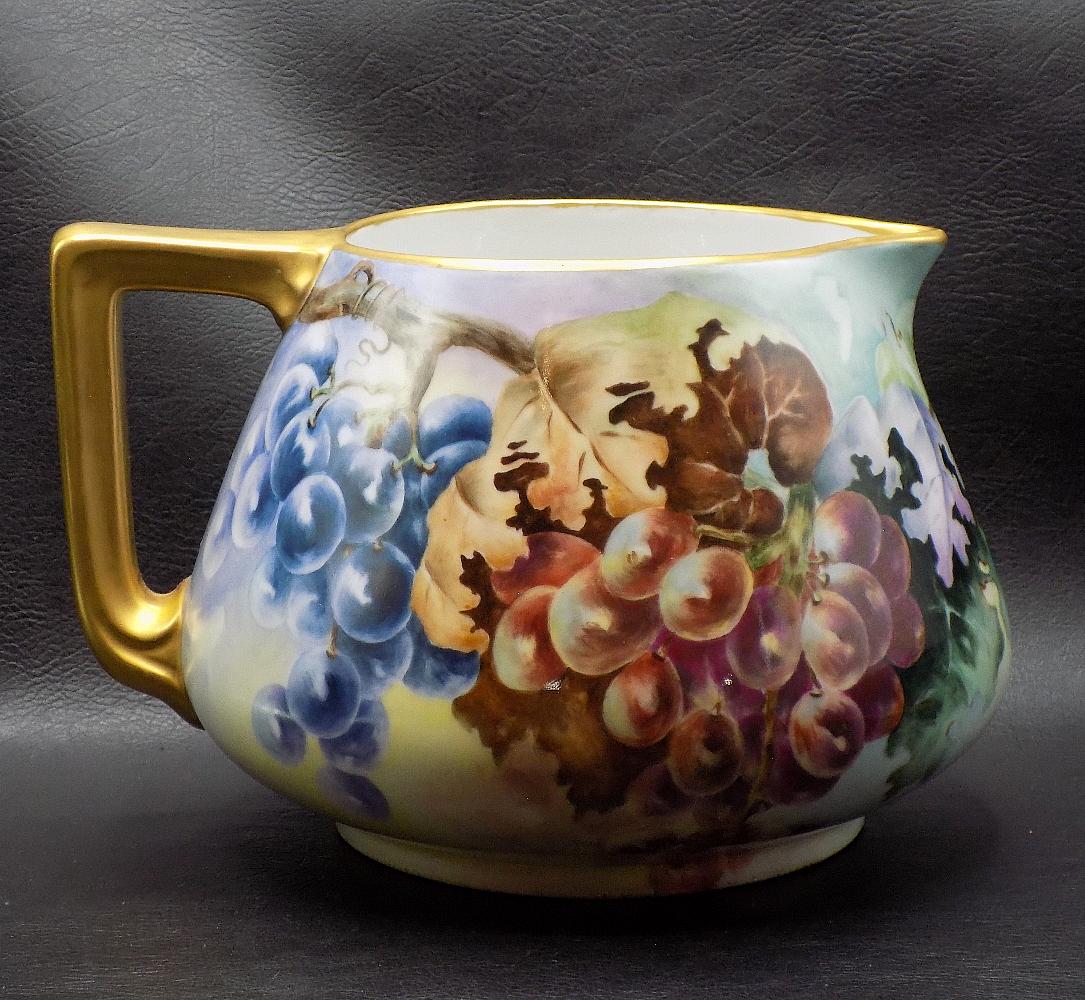 Vintage hand painted artist signed Limoges lemonade or cider pitcher (1 of 11)