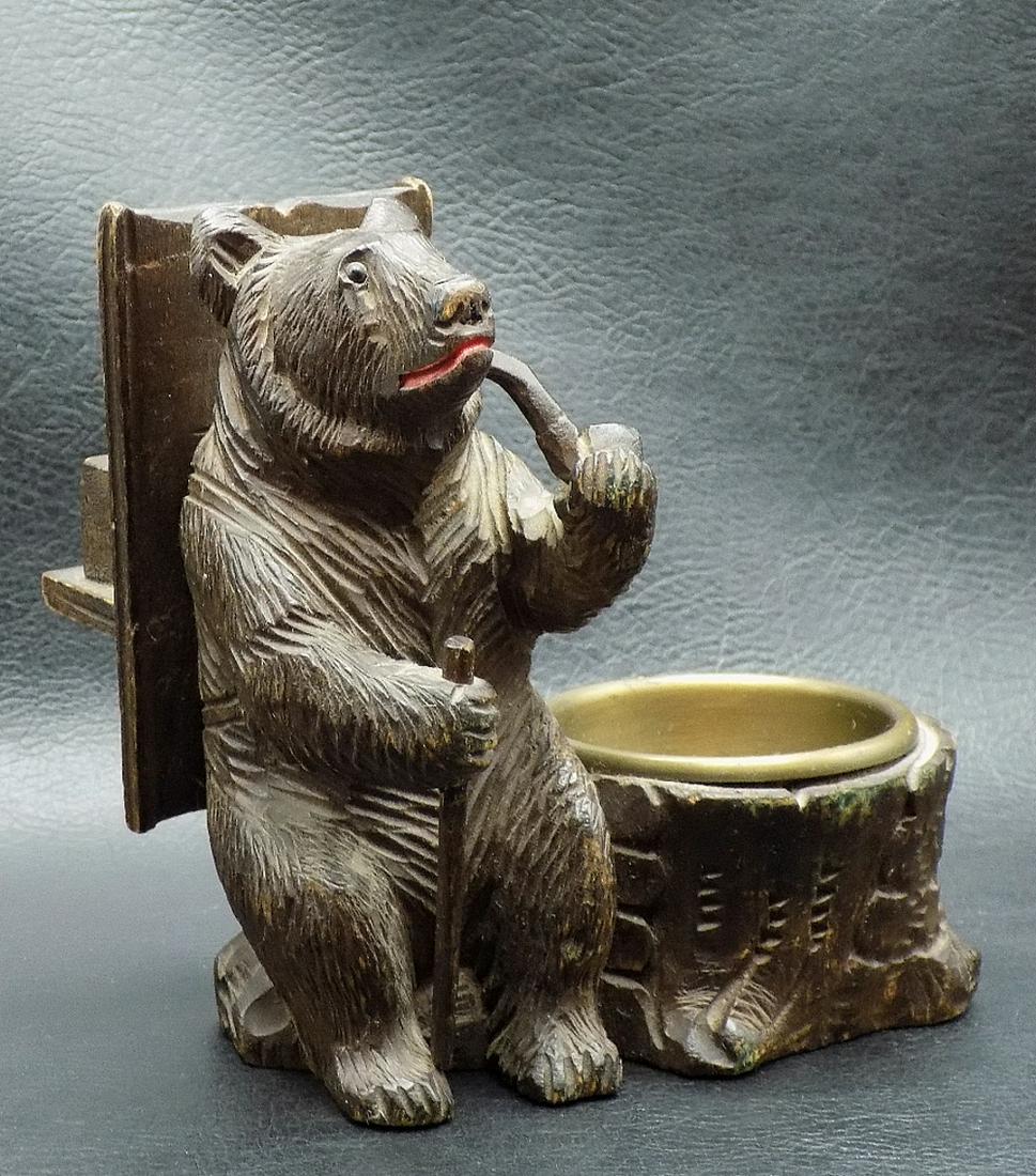 Antique Black Forest carved bear match holder (1 of 8)