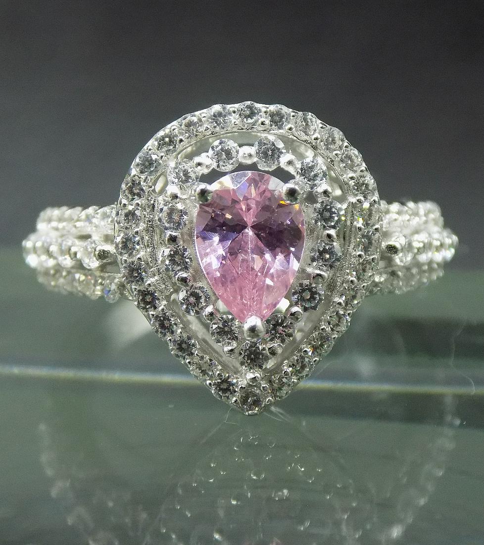 Beautiful 4 cwt pink sapphire and topaz sterling silver ring (1 of 7)
