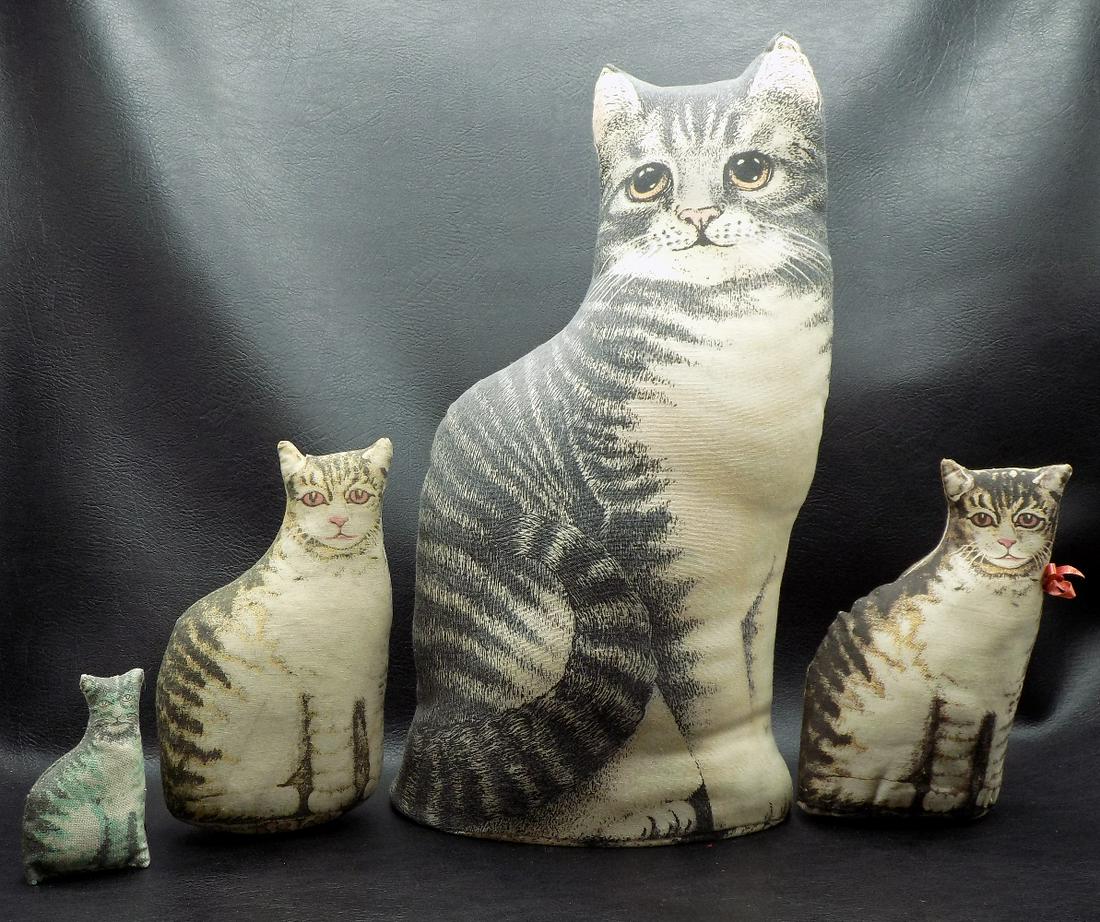 Vintage Tabby cat cloth toy.  Set of four (1 of 11)