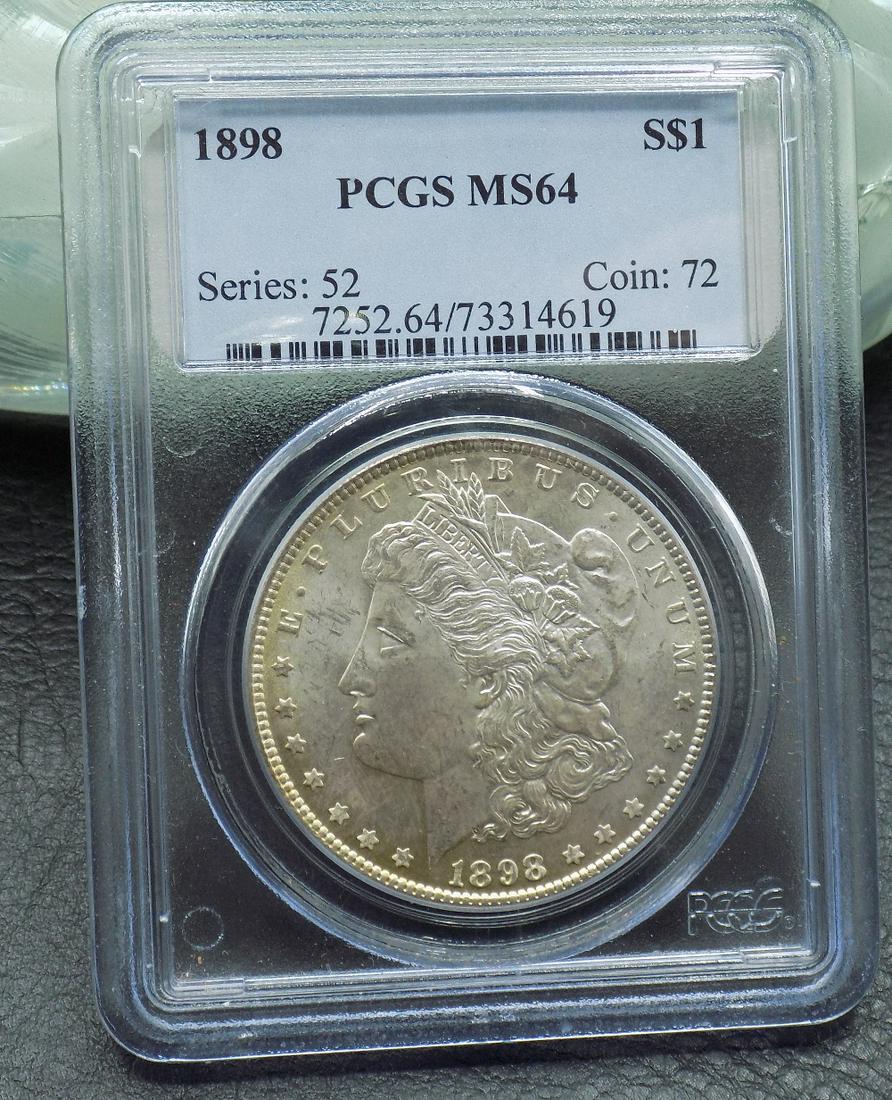 1898 MS64 graded PCGS Morgan silver dollar (1 of 3)