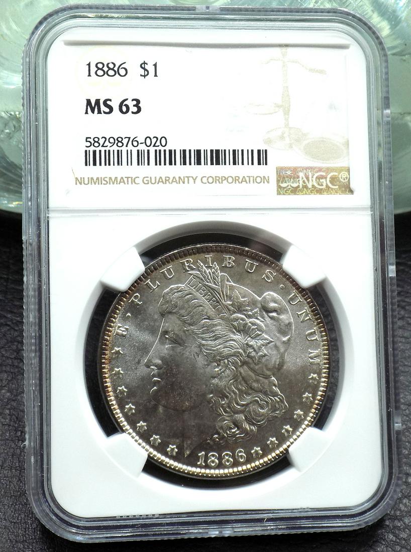 1886 MS63 graded NGC Morgan silver dollar (1 of 3)