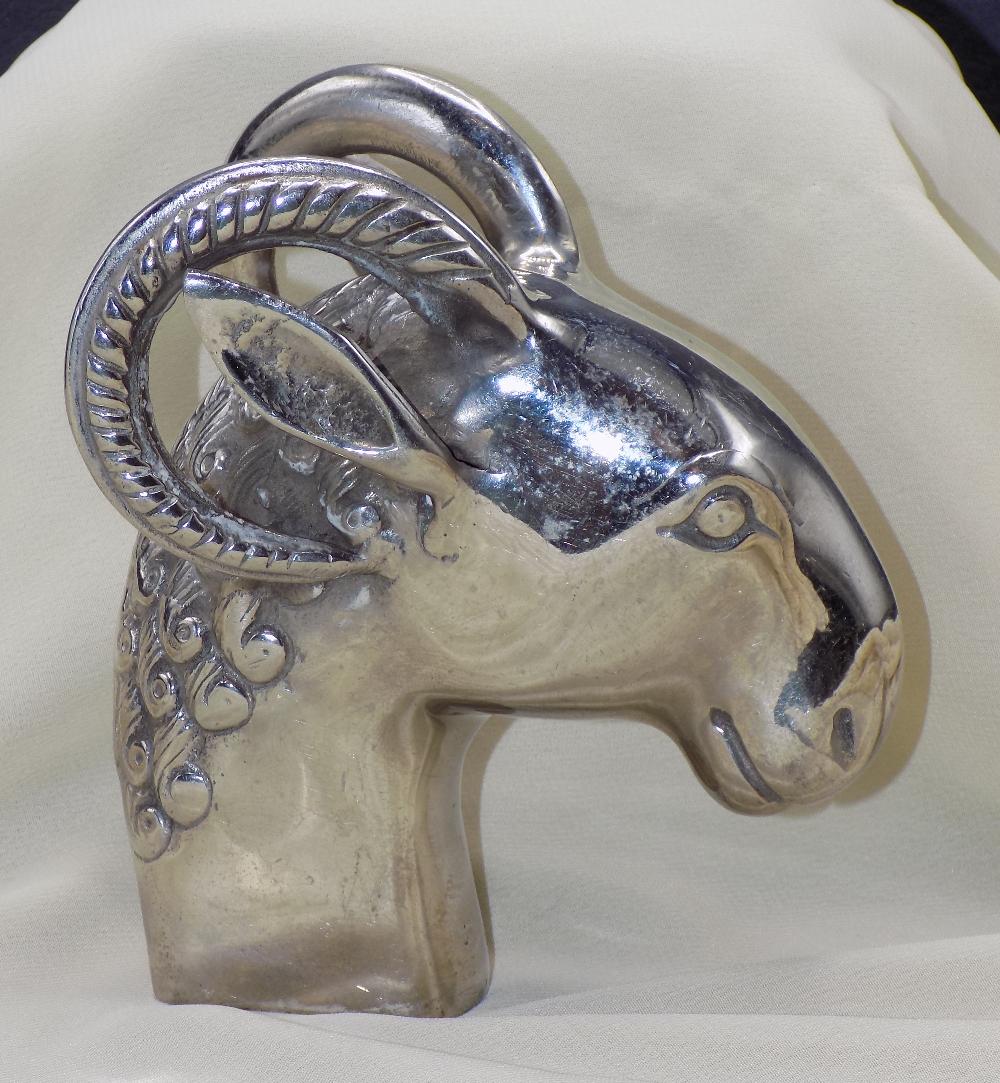 Unusual vintage rams head cane top or vehicle shifter handle (1 of 7)