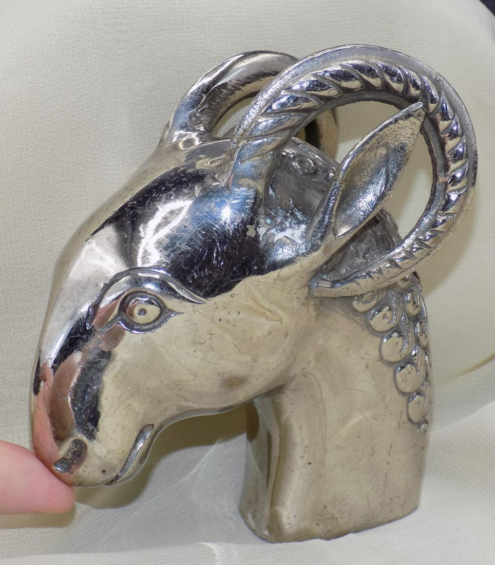 Unusual vintage rams head cane top or vehicle shifter handle (1 of 7)