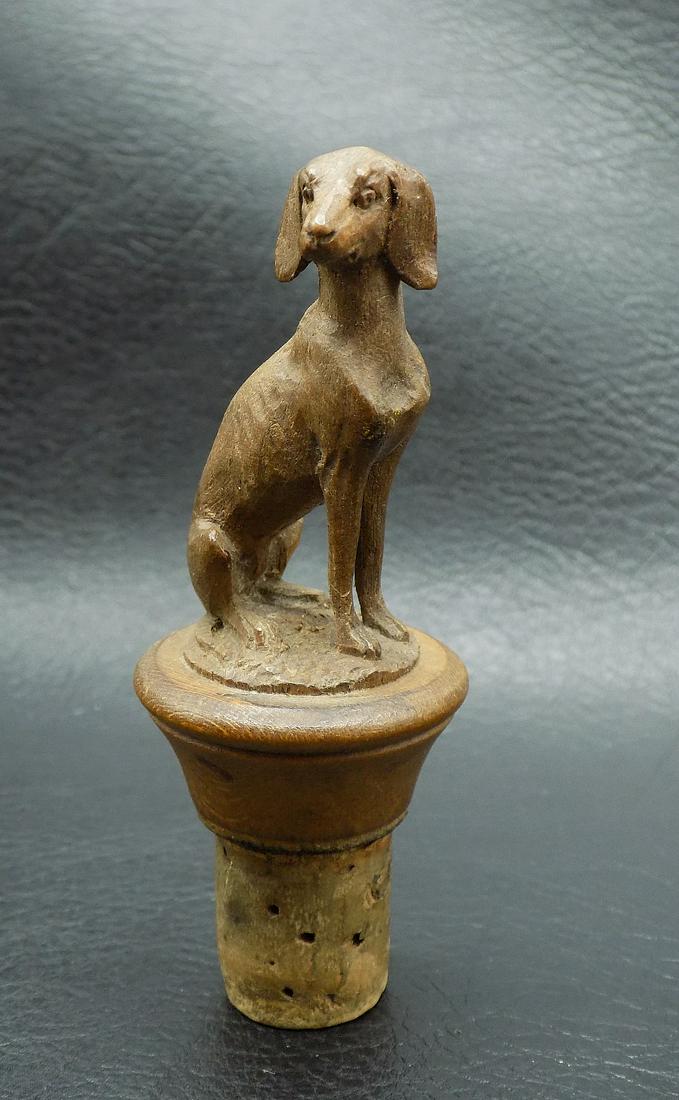 Unusual vintage carved dog bottle stopper (1 of 5)