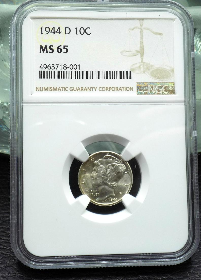 1944 D MS65 graded NGC Mercury dime. (1 of 3)