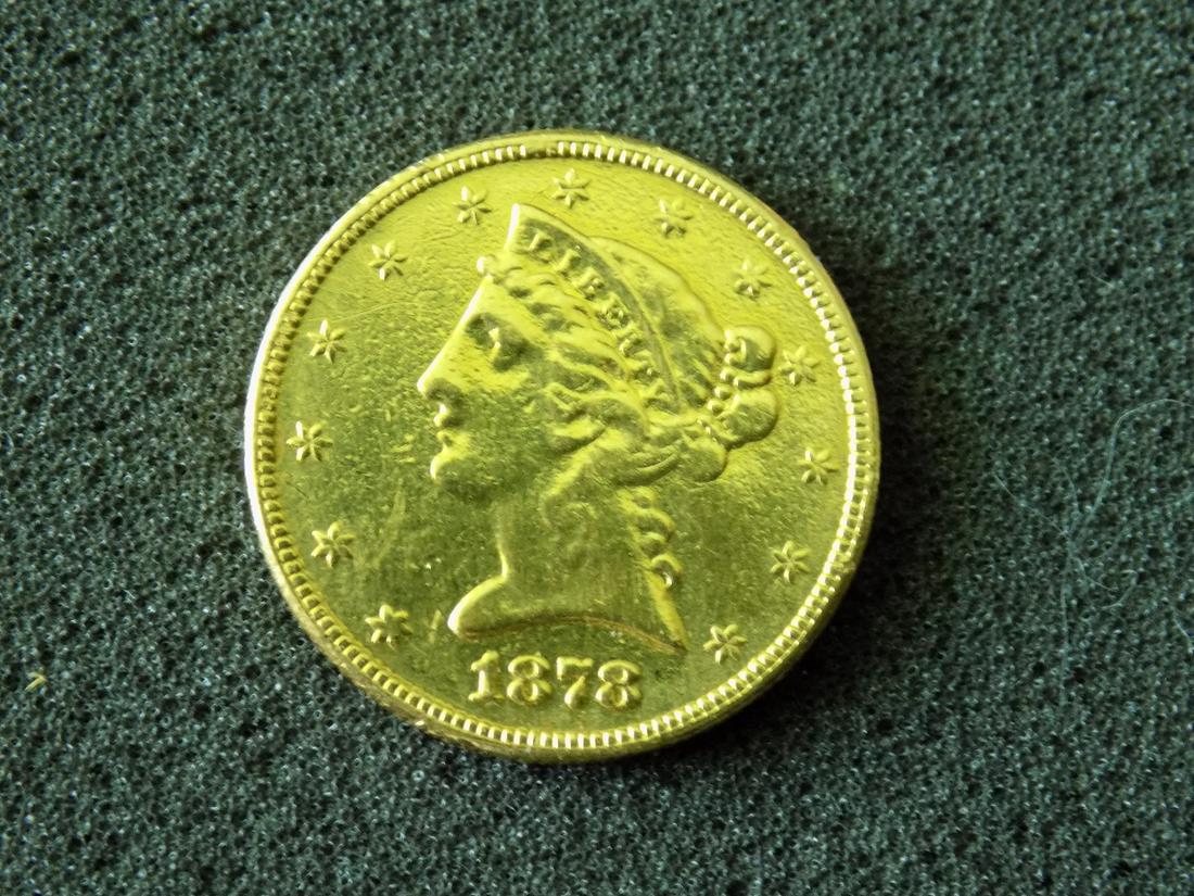 1878 Liberty head five dollar gold coin (1 of 2)
