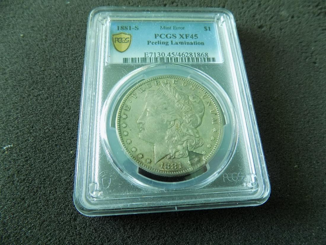 1881 S graded PCGS Mint Error Morgan silver dollar (1 of 6)