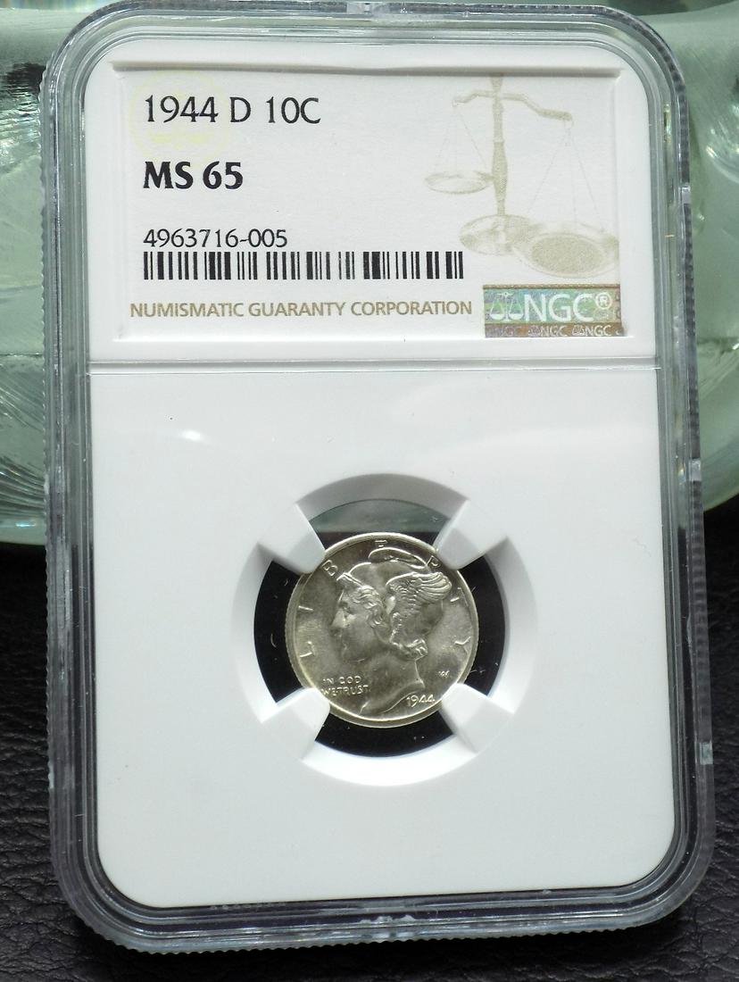 1944 D MS65 graded NGC Mercury dime. (1 of 2)