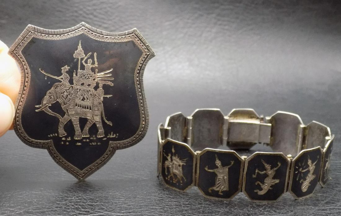 Very nice vintage Siam sterling silver bracelet and broach (1 of 7)