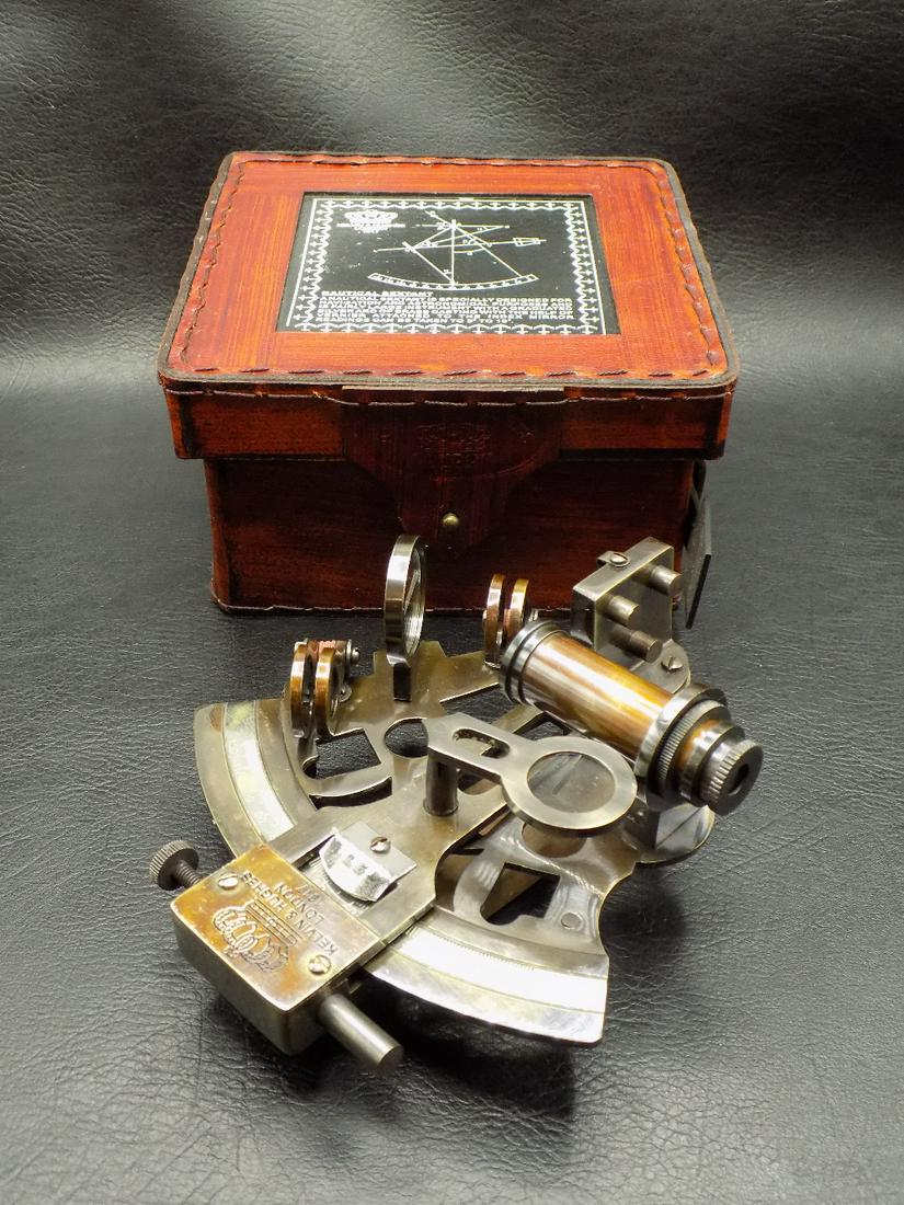 Neat contemporary nautical sextant in original box (1 of 12)