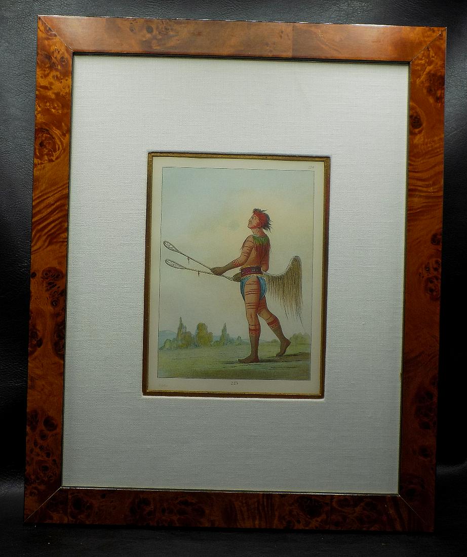 Native American Mid 1800s hand colored lithograph by G. Catlin (1 of 6)