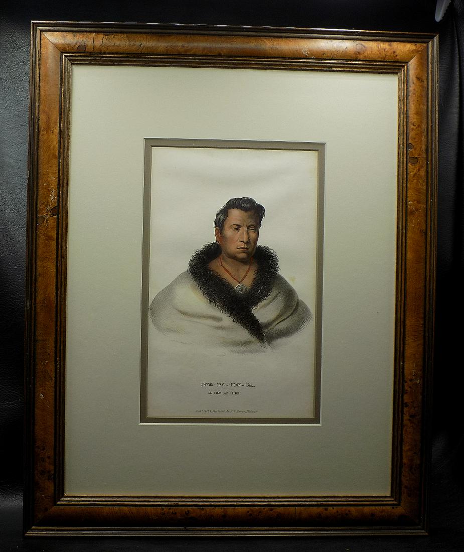 Native American Mid 1800s hand colored lithograph by J. T. Bowen Philad (1 of 7)