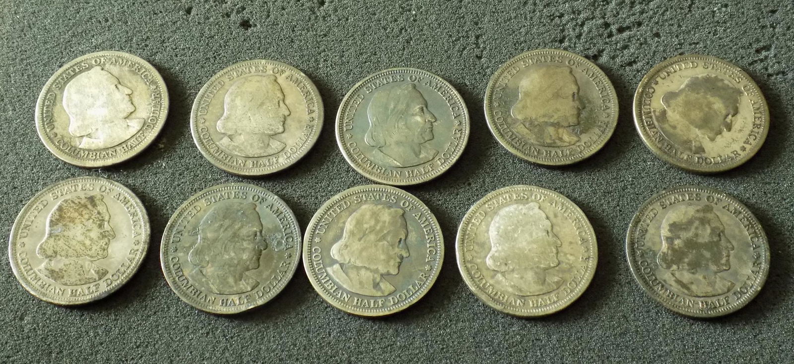 Ten Columbian Exposition Commemorative half dollars (1 of 7)