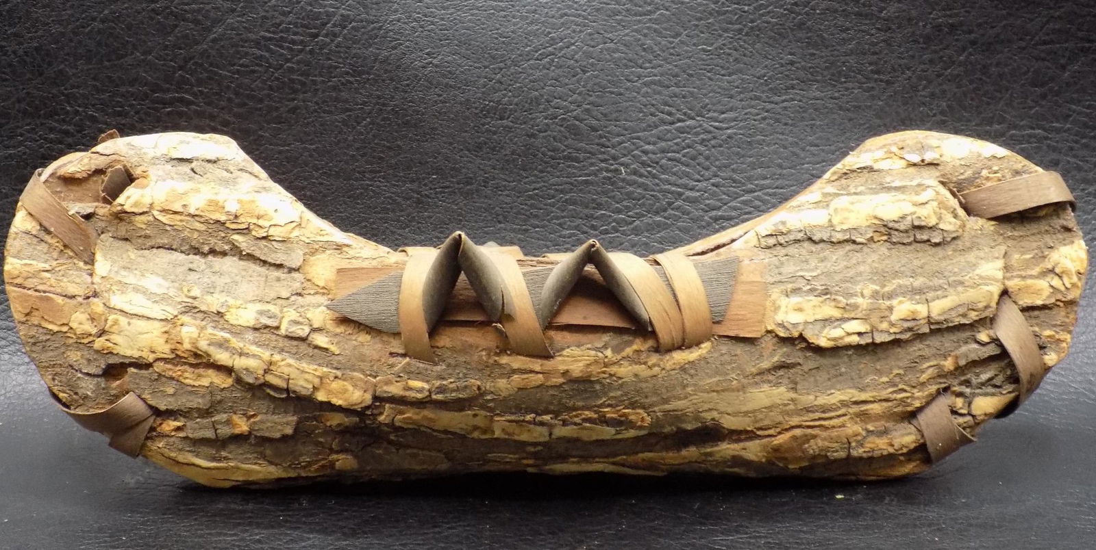 Vintage Native American Indian child’s birch bark toy canoe (1 of 5)