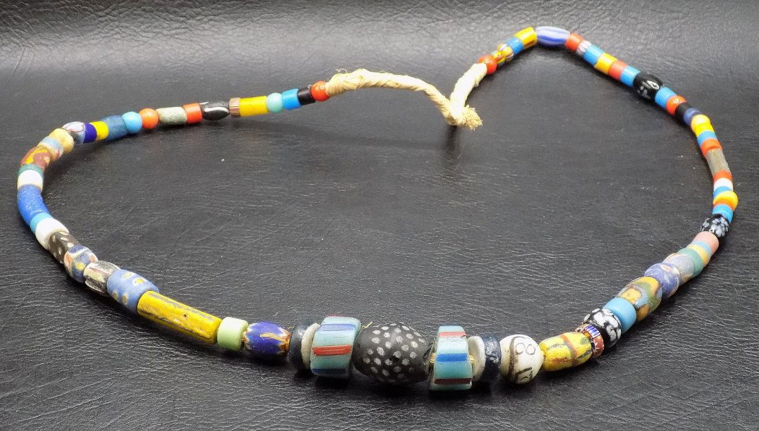 Great Native American Indian chevron and Millefiori  trade bead necklace. (1 of 10)