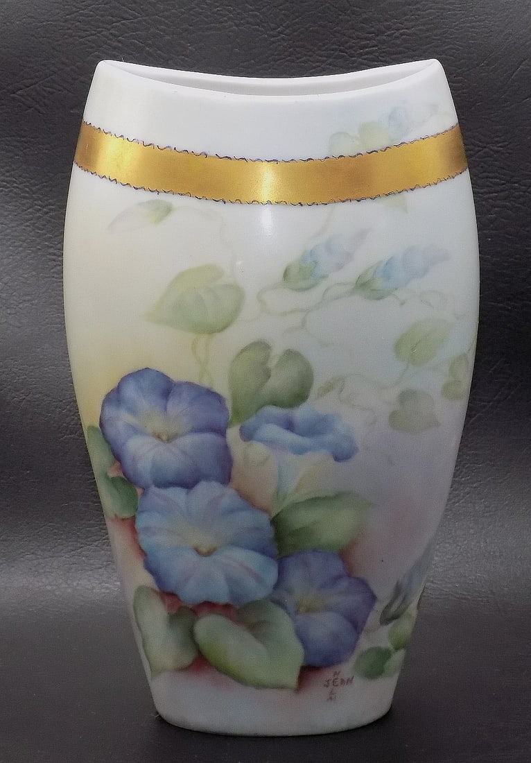 Vintage hand painted artist signed Bavaria Germany porcelain vase (1 of 8)