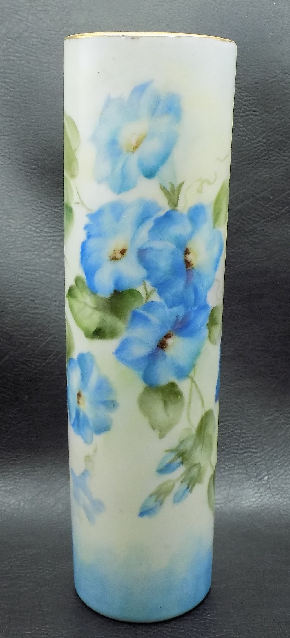 Beautiful hand painted artist signed Limoges cylinder porcelain vase (1 of 8)