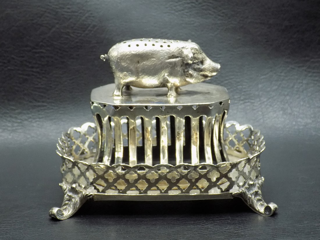Rare antique figural toothpick holder with pig (1 of 9)