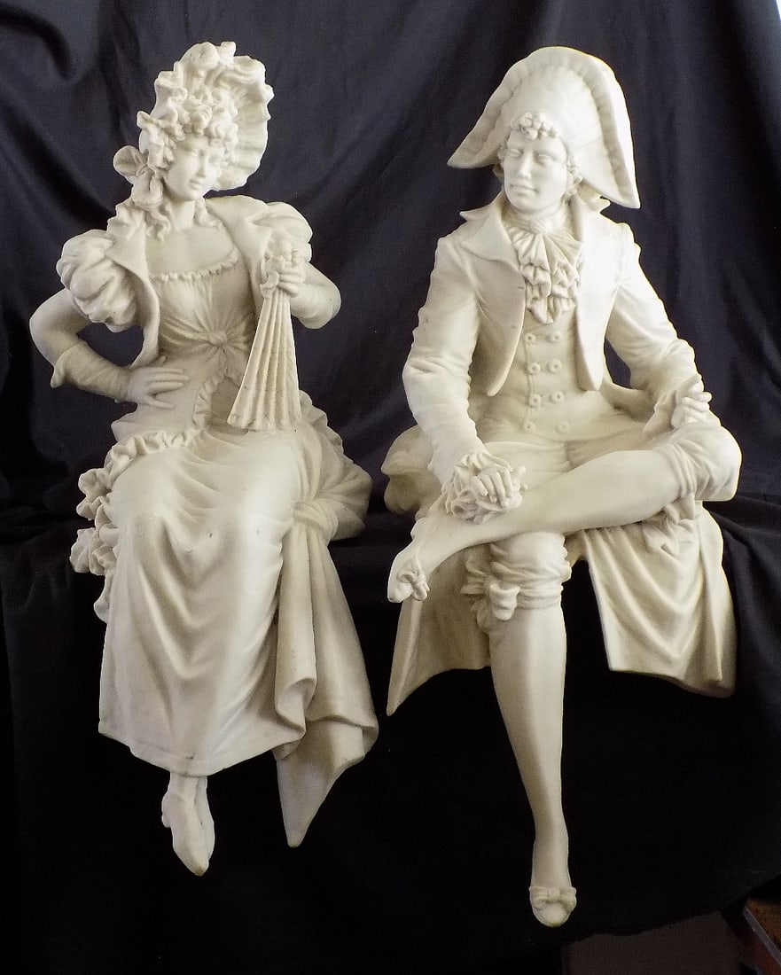 Fabulous vintage pair of large figural fireplace mantle figures (1 of 13)