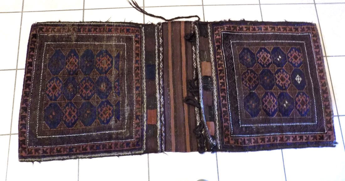 Antique oriental handmaid rug saddle bags (1 of 5)