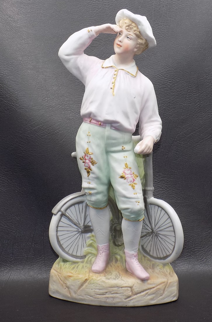 Delightful antique Gerbruder Heubach bisque boy with bicycle (1 of 9)