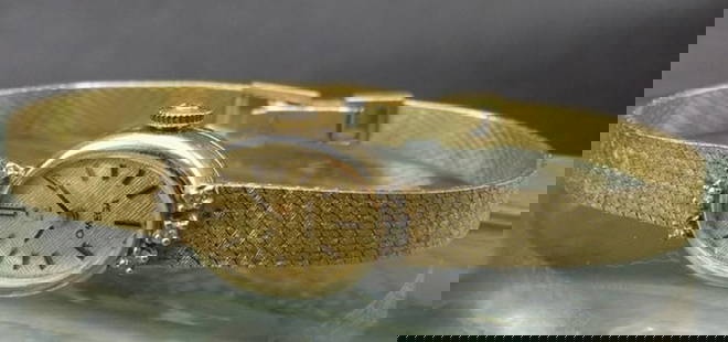 Very fine vintage Omega 14k & diamond ladies wristwatch: Very fine vintage Omega 14k & diamond ladies wristwatch. Marked on back of works and on band as shown in photos. In very good original as found condition. Great detail. 7” wristband. 20.3 grams
