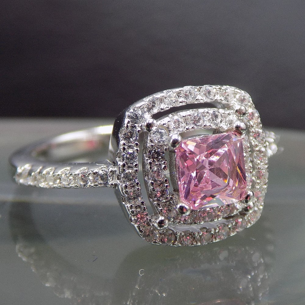 Beautiful pink sapphire and topaz sterling silver ring (1 of 4)