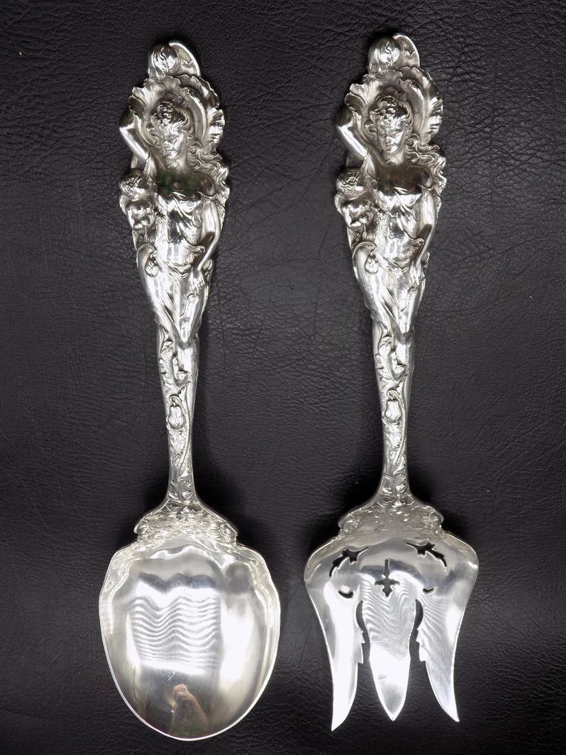 Outstanding vintage Love Disarmed sterling silver salad set (1 of 11)